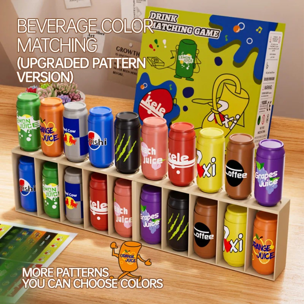Board Game For 3 Players - Lustiges Flaschen-Guessing-Spiel für Kinder, Getränke-Zuordnungsspiel, Puzzle-Brettspiel,