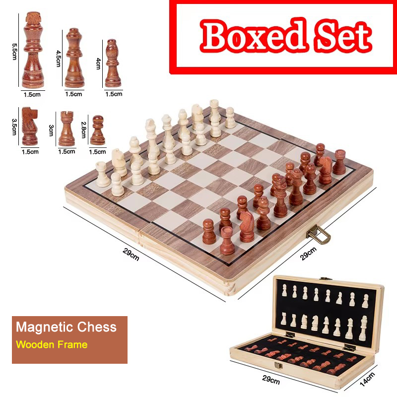 Board Game Yearbook - Magnetisches klappbares Schachspiel aus Holz für
