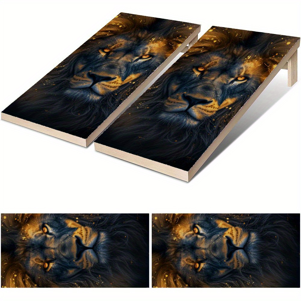 Board Game Film - Night Dark Gold Lion Wasserdichte Cornhole-Brett-Vinylfolien,