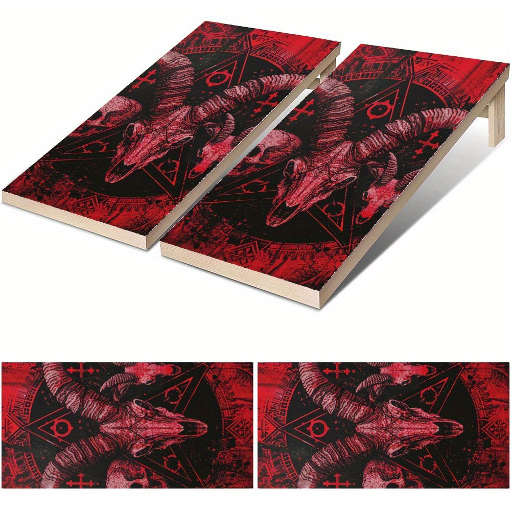 Board Game Film - Dark Rune Ram Skull Wasserdichte Cornhole-Brett-Vinylfolien,